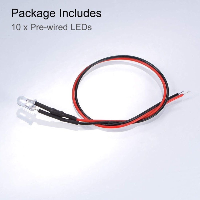 uxcell 10Pcs DC 6V 5mm Pre Wired LED, Flashing Red