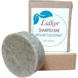 LIDKOR Organic Hair Soap with Nettle & Mint - Anti Dandruff & Hair Loss - Solid Shampoo - Vegan Hair Shampoo - Handmade Volume Shampoo Like Soap Without Palm Oil 80 g