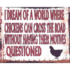 small CHICKEN CROSS THE ROAD FUNNY METAL SIGN RETRO VINTAGE STYLE coffee shop kitchen bar pub wall art office games room pet vet