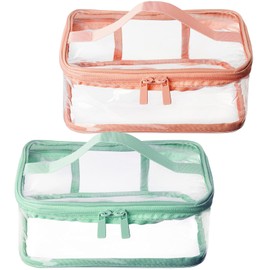 2 Pcs Clear Toiletry Bags Makeup Bag PVC Waterproof Cosmetic Bag for Women Travel Vacation, Bathroom and Organizing