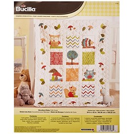 Bucilla Stamped Cross Stitch Crib Cover Kit, 34 by 43-Inch, Woodland Baby