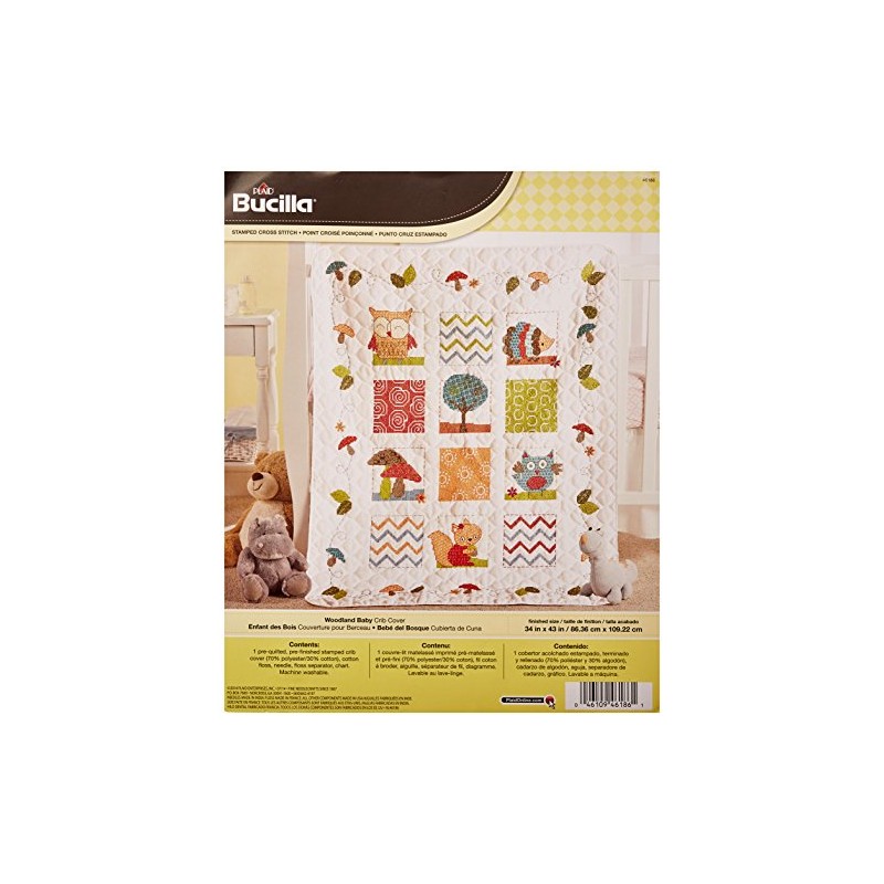 Bucilla Stamped Cross Stitch Crib Cover Kit, 34 by 43-Inch,