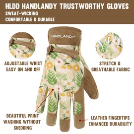 HLDD HANDLANDY 2 Pairs Garden Gloves for Women, Thorn Proof Gardening Gloves, Breathable Utility Working Gloves for Yardwork, Drivers, Mechanics, Construction (Small, Brown and green)