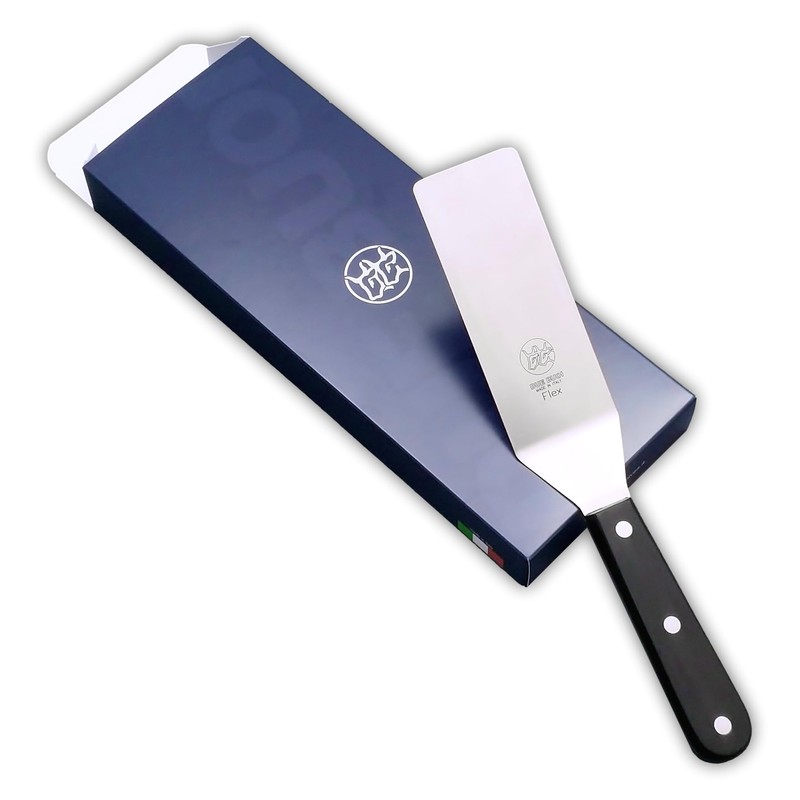 Slim Flexible Stainless Steel Spatula with Tecnopolymer Handle, Black, Triple