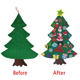 Felt Christmas Tree, Felt Christmas Tree for Children, DIY Felt Christmas Tree with Removable Ornaments, New Year Wall Hanging Decorations (Newb)