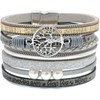 Chamqueen Magnetic Buckle Leather Braided Bracelet Boho Wrap Bangle for
