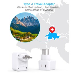 Switzerland Power Travel Plug Adapter, Type J Power Adapter with 2 Outlets 3 USB Ports(2 USB C) for US to Swiss Switzerland Liechtenstein Rwanda | HANYCONY