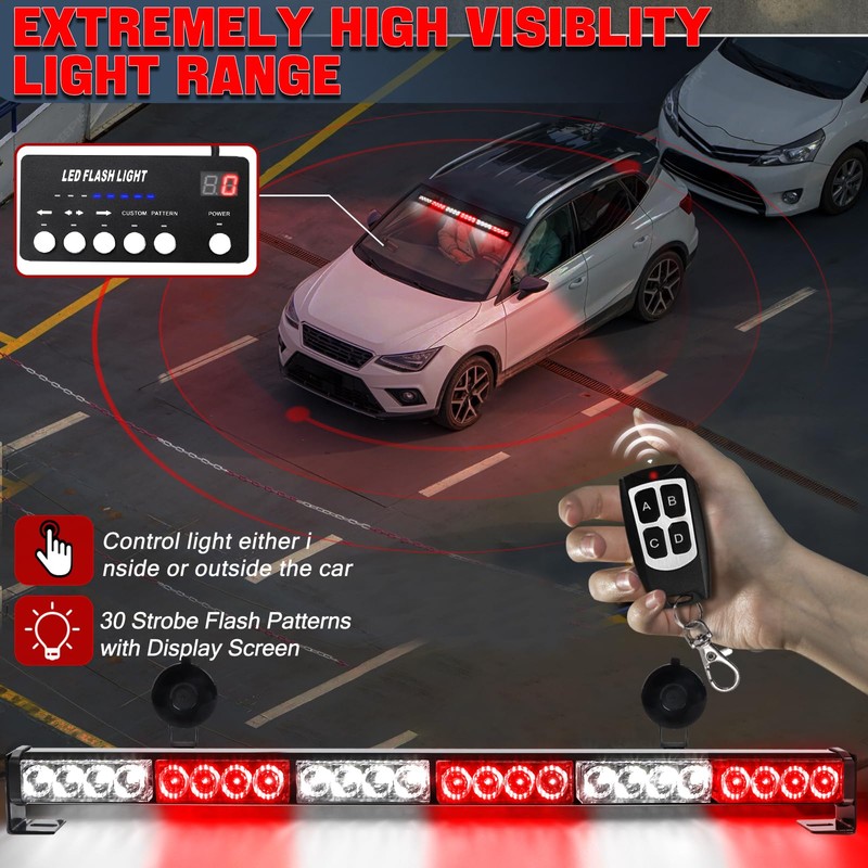 TeddyTT Emergency Strobe Firefighter Lights Bar Directional Traffic Advisor Warning