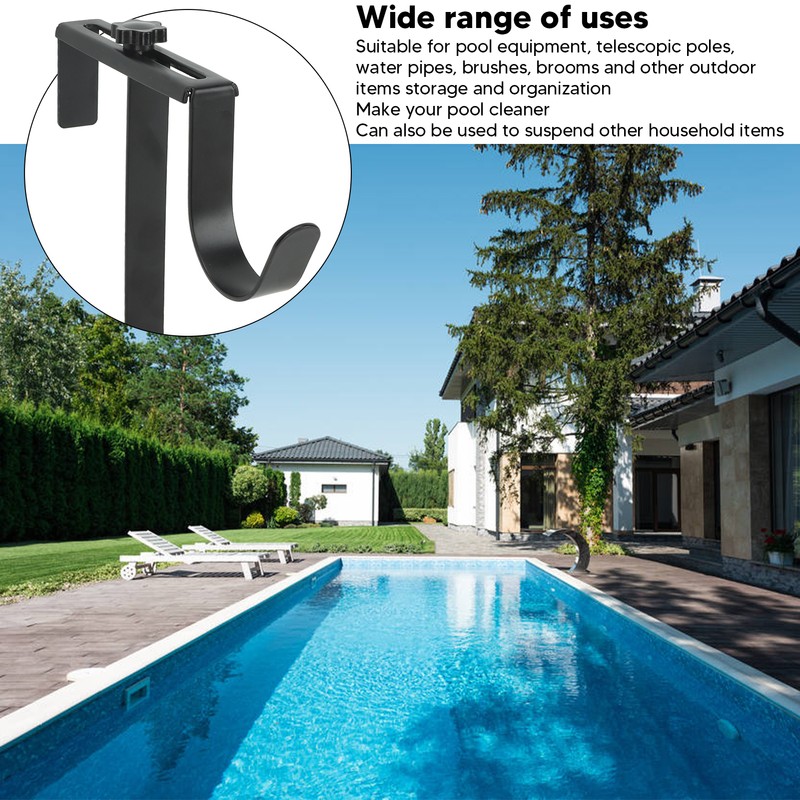 2Pcs Pool Pole Hanger Adjustable Metal Iron Pool Pole Hook