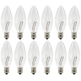 Creative Hobbies Creative Hobbies? Replacement Light Bulbs for Electric Candle Lamps, Window Candles, & Chandeliers - 7 Watt Candelabra (E12), Clear Incandescent, Steady Burning, 120v 7w Bulb - Pack of 12