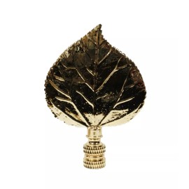 Lite Accents Lamp Finial-LARGE CAST LEAF-Polished Brass Finish, Highly detailed metal casting