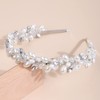 BERYUAN Silver Crystal Pearls Bride Headband - Elegant Wedding Hair