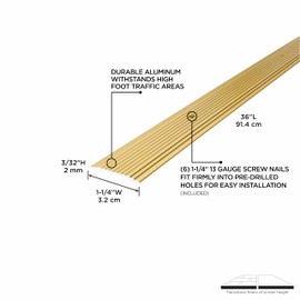 M-D Building Products 79012 1-1/4 in. X 36 in. Satin Brass Aluminum Seam Binder w/Screw Nails
