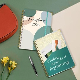 NADSSJL 2025 Diary - A5 Calendar from January to December 2025, Calendar 2025 Book Calendar, Weekly Planner 2025, with Elastic Closure, Twin Wire Binding and Inner Pocket, 21.5 x 15.5 cm