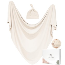 MairMore Baby Swaddle Receiving Blankets with Matching Beanie Set Newborn Nursery Swaddle Wrap for Baby Girls and Boys (Brown)