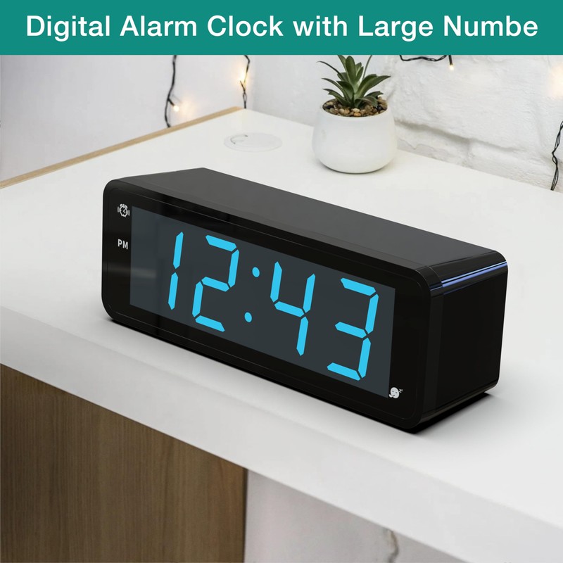 KWANWA Digital Alarm Clock with Large 1.8" LED Display, Battery