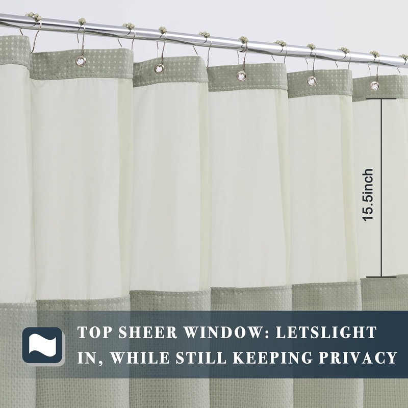 N&Y HOME Waffle Weave Shower Curtain with Snap-in Fabric Liner