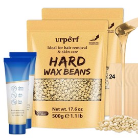 Thick Hair Formula Wax Beads for Coarse Hair Removal, Sensitive Skin, Full Body, Face, Brazilian Bikini, Legs, Home Wax Kit with 2.2 lb & 60g Care Cream & 24 Applicator Sticks for Women Men
