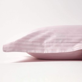 HOMESCAPES Damask Cushion Cover Lilac 50 x 90 cm with Raised Seam and Satin Stripes, 100% Egyptian Cotton, 330 Thread Count