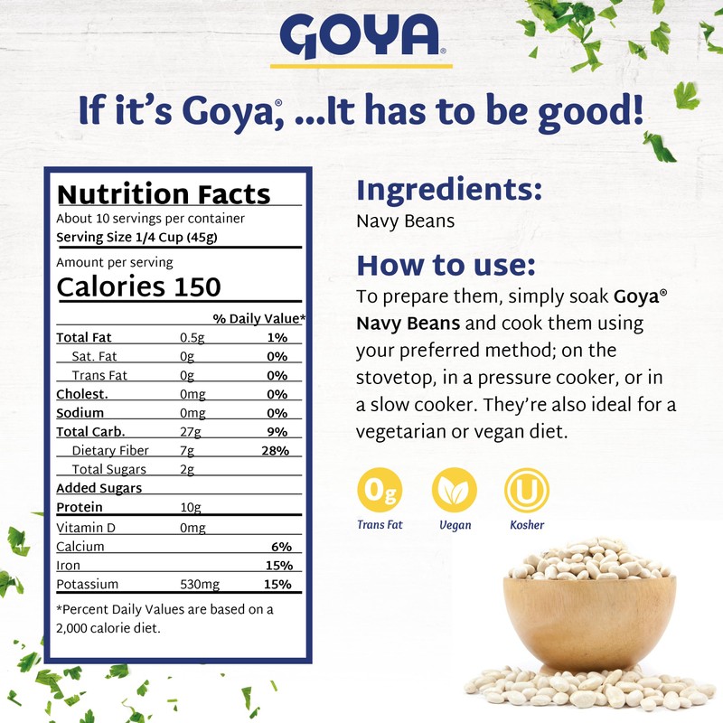 Navy Beans by Goya, Whole Dried Beans, Nutritious and Versatile,