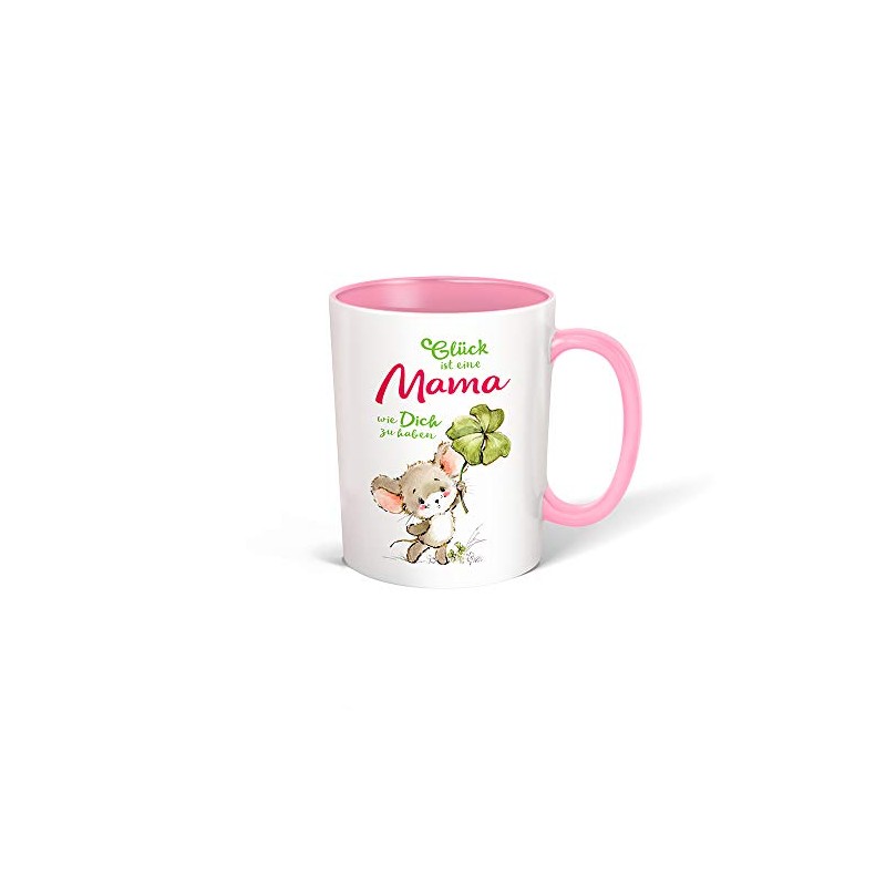 Trötsch Tasse Glück Mama weiß rosa: Kaffeetasse Teetasse Geschenkidee Geschenk