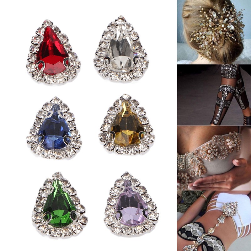 30pcs Sew On Rhinestones 6 Colors DIY Handcraft Glass Rhinestone