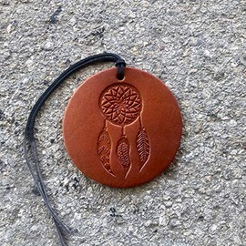 Air Flair | Leather Car Air Freshener | Dream Catcher (Brown, Cherry Leather Scent)