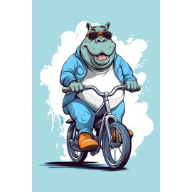 Notizbuch: Fahrradfahren Notizbuch | 6x9 Zoll DIN A5 | 100 Seiten liniert | Fahrrad Notizheft | Fahrradfahrer Tagebuch | Flusspferd Schreibheft | Nilpferd Radfahrer Geschenk