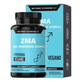 Zinc Magnesio Acerola (zma)  Con Piperina (pimienta Negra) Para Máxima Absorción  Magnesio Complex - Vegano Vitaminas Mujer  Hombre - (60 Cápsulas)   