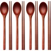 Wooden Spoon and Chopsticks Set Long Handle Spoon Chopstick Flatware