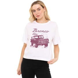 Popfunk Ford Bronco Wild West Women's Boxy Cropped T Shirt, White, Small