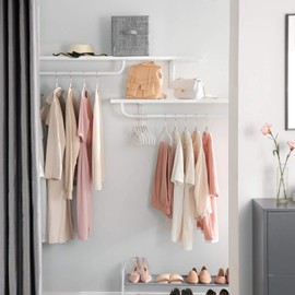 SONGMICS Velvet Hangers 30 Pack, Non-Slip Hangers with Rose Gold-Colored Swivel Hooks, Slim Space-Saving Hangers, Velvet Hangers for Closet, Heavy-Duty Hangers, White UCRF026W30