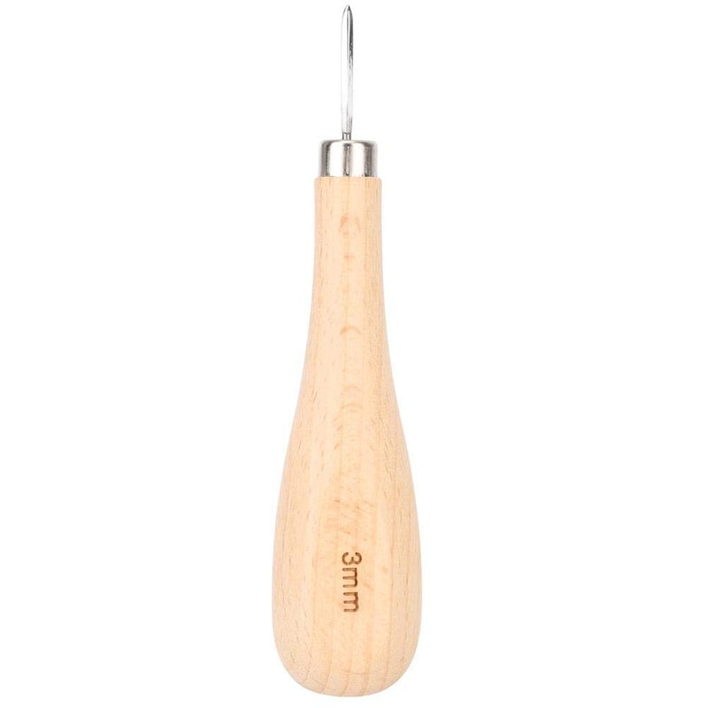 Rhombus Awl Wooden Handle Scratch Awl Gourd Shape Leather Awl