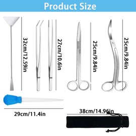 8 Pcs Aquascape Tools,Fish Tank Cleaning Kit,Aquarium Cleaning Tools Include Aquarium Long Tweezers,Fish Tank Siphon,Gloves and Storage Pouch for Aquariums Tank and Terrarium
