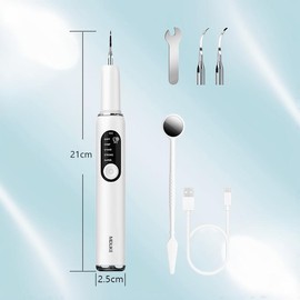 MDLIKE Ultrasonic Teeth Cleaner with 5 Adjustable Vibrations, Safe Gum-Friendly Auto Pause, LED Lamp, Interdental Picks-Perfect Mother’s Day Gift Box Addition for At-Home Spa Night - Color: White