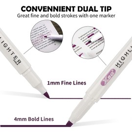 Highlighter Pens Collection Set, Pastel Highlighters,Double Ended Highlighter, Broad and Fine Tips,Warm Assorted Colours,Pack of 25