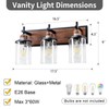 Lanhall 3-Light Farmhouse Bathroom Light Fixtures Vintage Vanity Lights Over