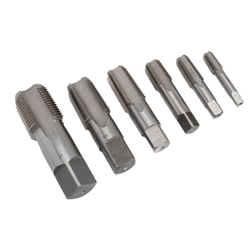 6Pcs NPT Pipe Tap Set Thread HSS for Plumber Industrial