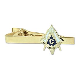 Working Tools Square & Compass Masonic Tie Clip - [Blue & White][2 1/4'' Wide]