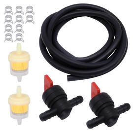 1/4 Gas Fuel Line Hose with Clamps Valve & Fuel Filters Kit, 1/4 Inch Fuel Line Set Straight in Line Gas Fuel Shut Off Valves Lawn Mower Fuel Line Replacement for Kawasaki Kohler Mowers Engines