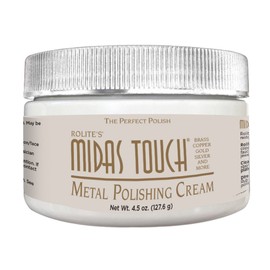Rolite MTMPC45z Midas Touch Metal Polishing Cream, 4.5 Ounces, Non-Toxic Formula for Silver, Gold, Brass, Chrome, Copper, Restores Shine to All Metals, Cleaner and Polisher