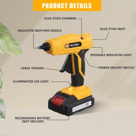 FrogBro Cordless Hot Glue Gun for Makita 20V Max Battery, Fast Preheating Anti-Drip Rechargeable Glue Gun Kit with 20 PCS Full Size Glue Sticks for DIY, Arts, Craft, Decorations (Battery Not Included)