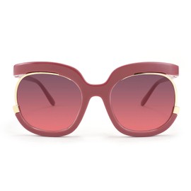 FEISEDY Retro Square Round Women Sunglasses Large Vintage Lady Shades B4091, Rose Pink, 56mm