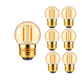 LDCHIUEN 12 Volt Low Voltage LED Light Bulbs - Soft Warm 2200K 1W (Only for 12V -24V DC/AC)- 15W Equivalent E26 Edison Base Small Globe Bulb for RV, Landscape Lights, 6Pack