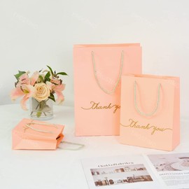 EROSTIMO Gift Wrapping Bag, Paper Bag, Gift Wrapping, Gift Wrapping, Gift Handbag, Set of 3, Stylish, Simple, Christmas, Valentine's Day, Mother's Day, Father's Day (pink)