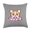 Funny Japanese Corgi Snake Kawaii Art Throw Pillow
