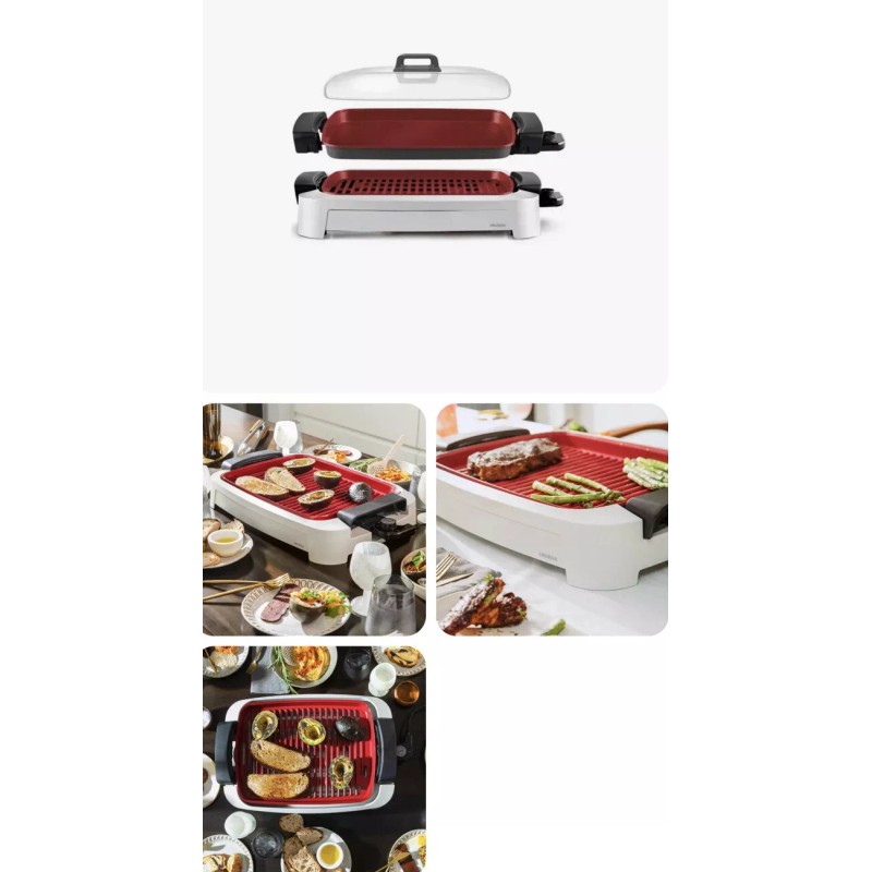 CRUXGG SMOKELESS 2-IN-1 INDOOR CERAMIC NONSTICK GRILL & GRIDDLE SMOKE