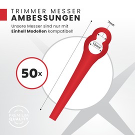 FixedNow 50 x Replacement Blades Compatible with Einhell Grass Trimmer Plastic Blade Replacement Parts Suitable for Einhell GE GC BG RG Models and More