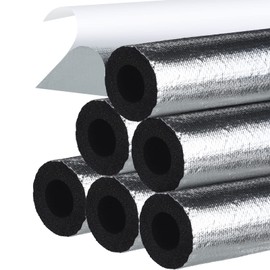 Kingdder 6 Pcs Pipe Insulation Foam Tube Self Adhesive Insulation Wrap for Copper Pipe Pre Slit Clamp Highly Insulated Foam for Outdoor Winter Irrigation, Sprinkler(1.3 Ft x 1 Inch)