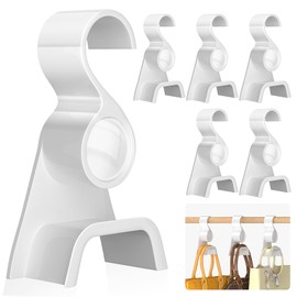 Famitree Acrylic Purse Organizer for Closet 6 Pcs，New Luxury Purse Bag Hanger Closet, Handbag Organizer Hooks for Hanging Bags & Purses, Protecting Bag Shape & Organizing Space (White)